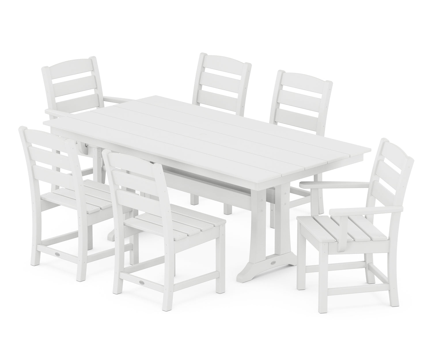 POLYWOOD Lakeside 7-Piece Farmhouse Dining Set with Trestle Legs