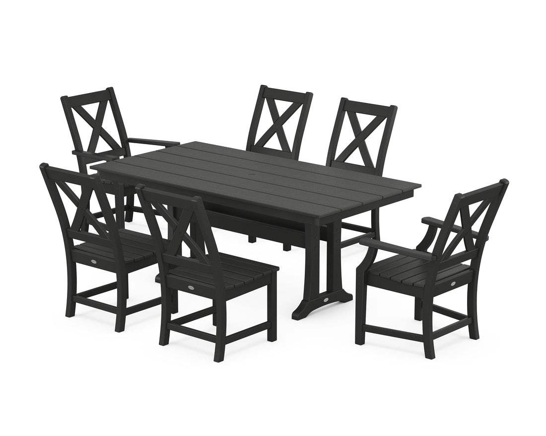 POLYWOOD Braxton 7-Piece Farmhouse Dining Set with Trestle Legs