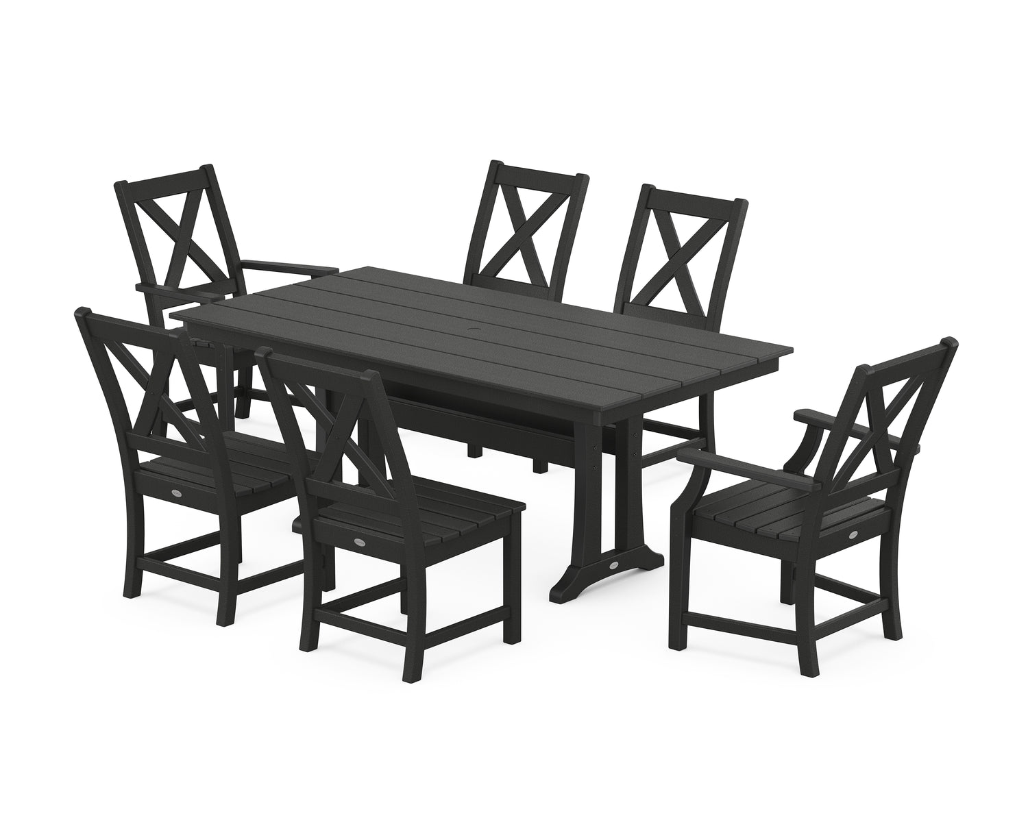 POLYWOOD Braxton 7-Piece Farmhouse Dining Set with Trestle Legs