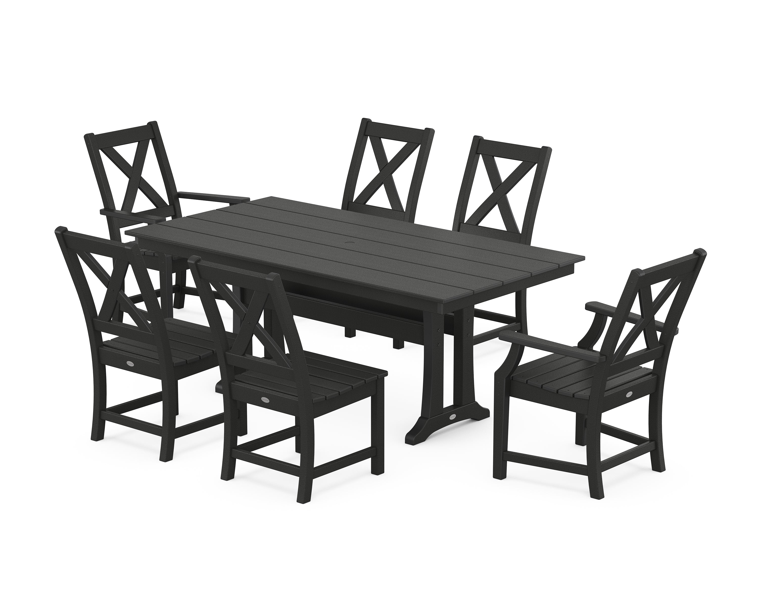POLYWOOD Braxton 7-Piece Farmhouse Dining Set with Trestle Legs