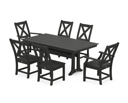 POLYWOOD Braxton 7-Piece Farmhouse Dining Set with Trestle Legs
