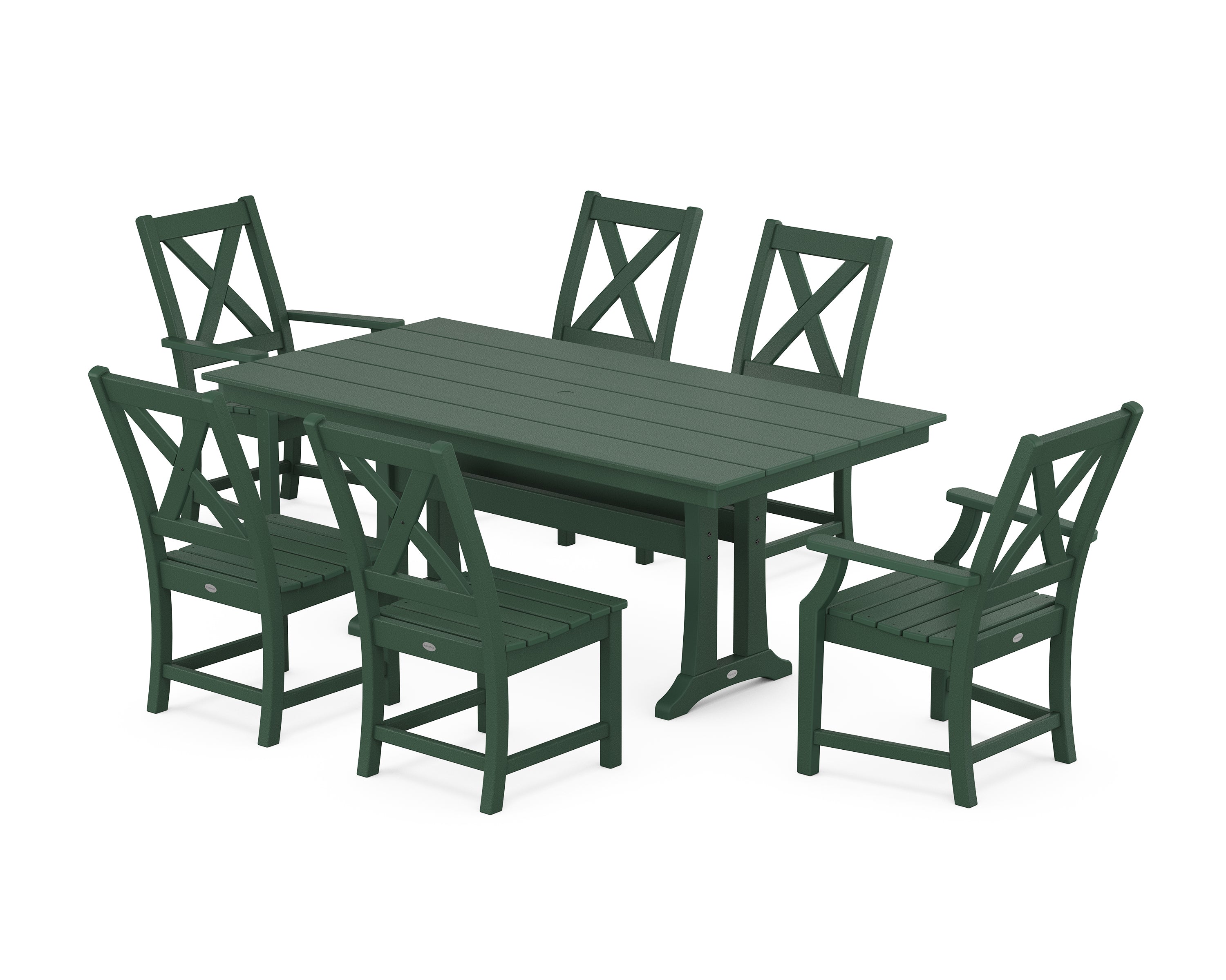 POLYWOOD Braxton 7-Piece Farmhouse Dining Set with Trestle Legs