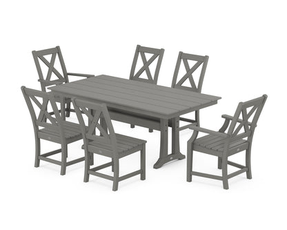 POLYWOOD Braxton 7-Piece Farmhouse Dining Set with Trestle Legs
