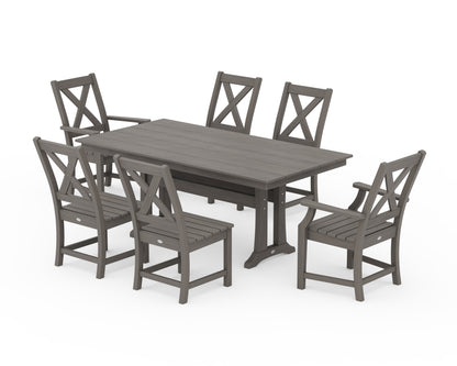 POLYWOOD Braxton 7-Piece Farmhouse Dining Set with Trestle Legs
