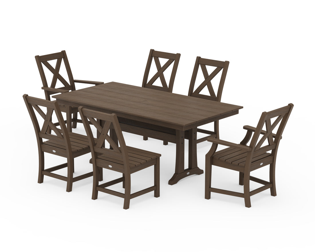 POLYWOOD Braxton 7-Piece Farmhouse Dining Set with Trestle Legs