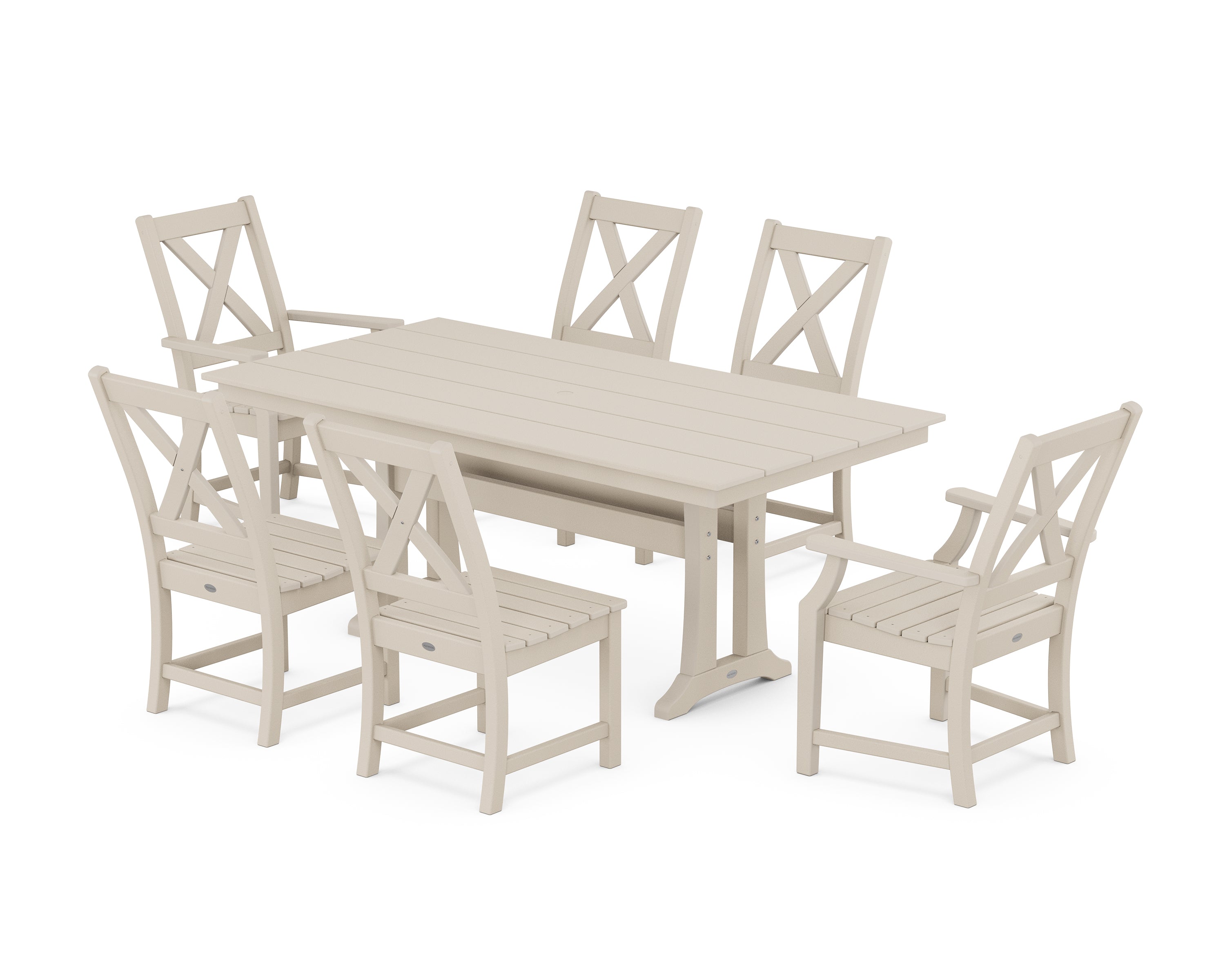 POLYWOOD Braxton 7-Piece Farmhouse Dining Set with Trestle Legs
