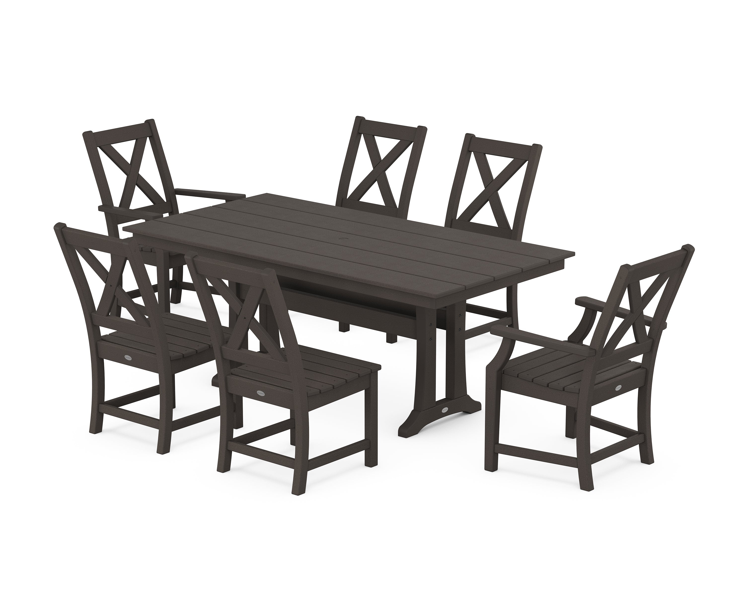 POLYWOOD Braxton 7-Piece Farmhouse Dining Set with Trestle Legs