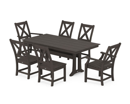 POLYWOOD Braxton 7-Piece Farmhouse Dining Set with Trestle Legs