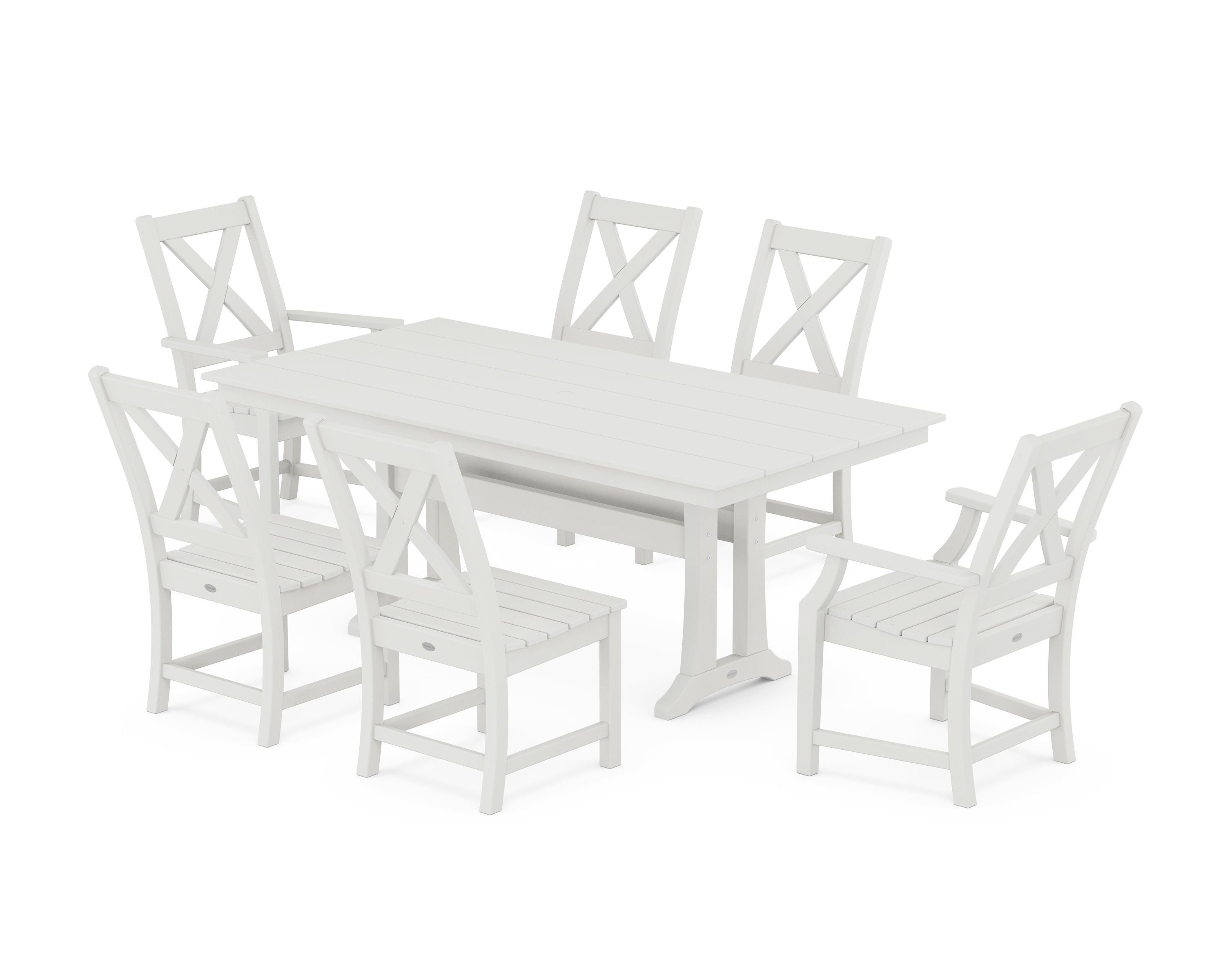 POLYWOOD Braxton 7-Piece Farmhouse Dining Set with Trestle Legs