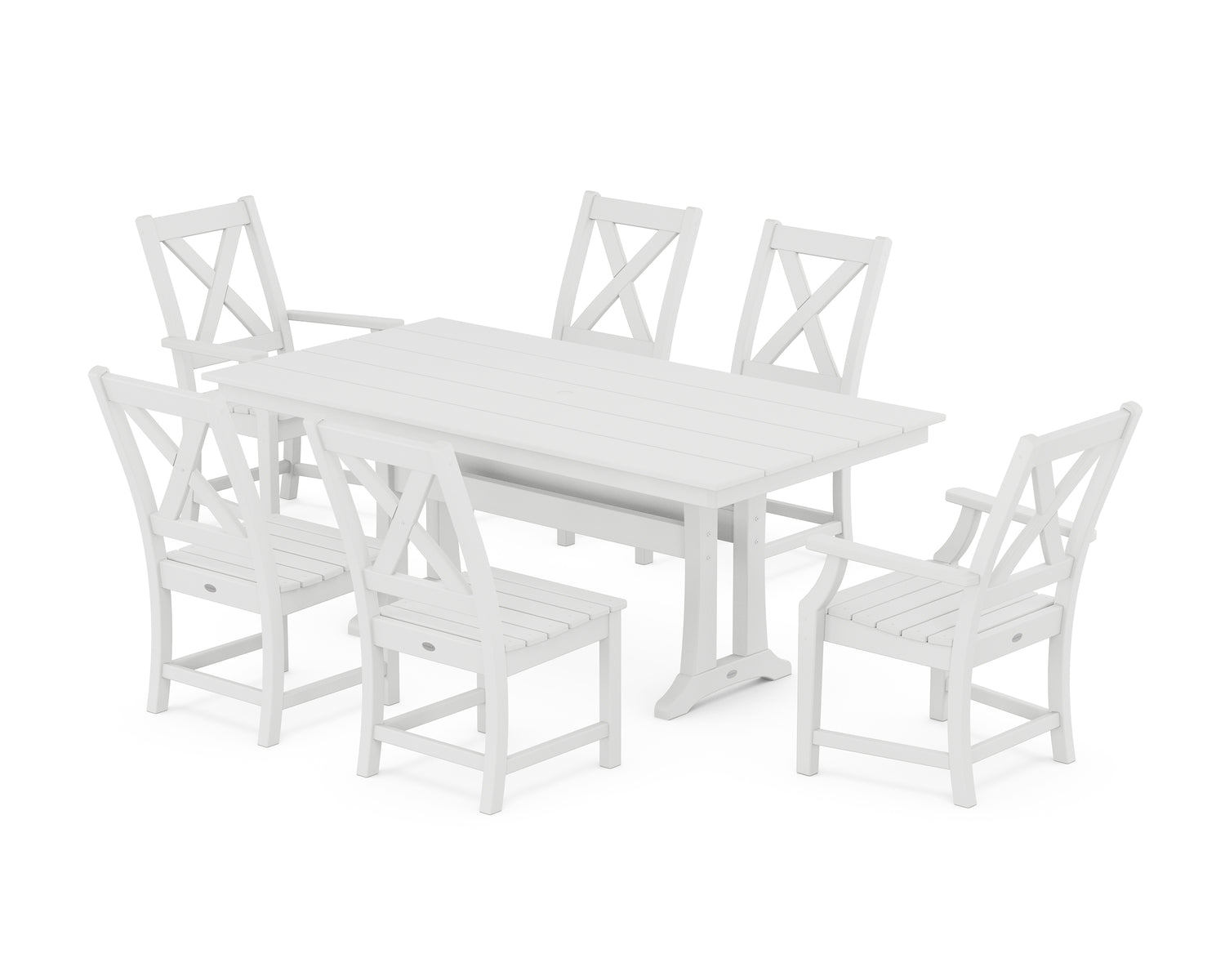 POLYWOOD Braxton 7-Piece Farmhouse Dining Set with Trestle Legs
