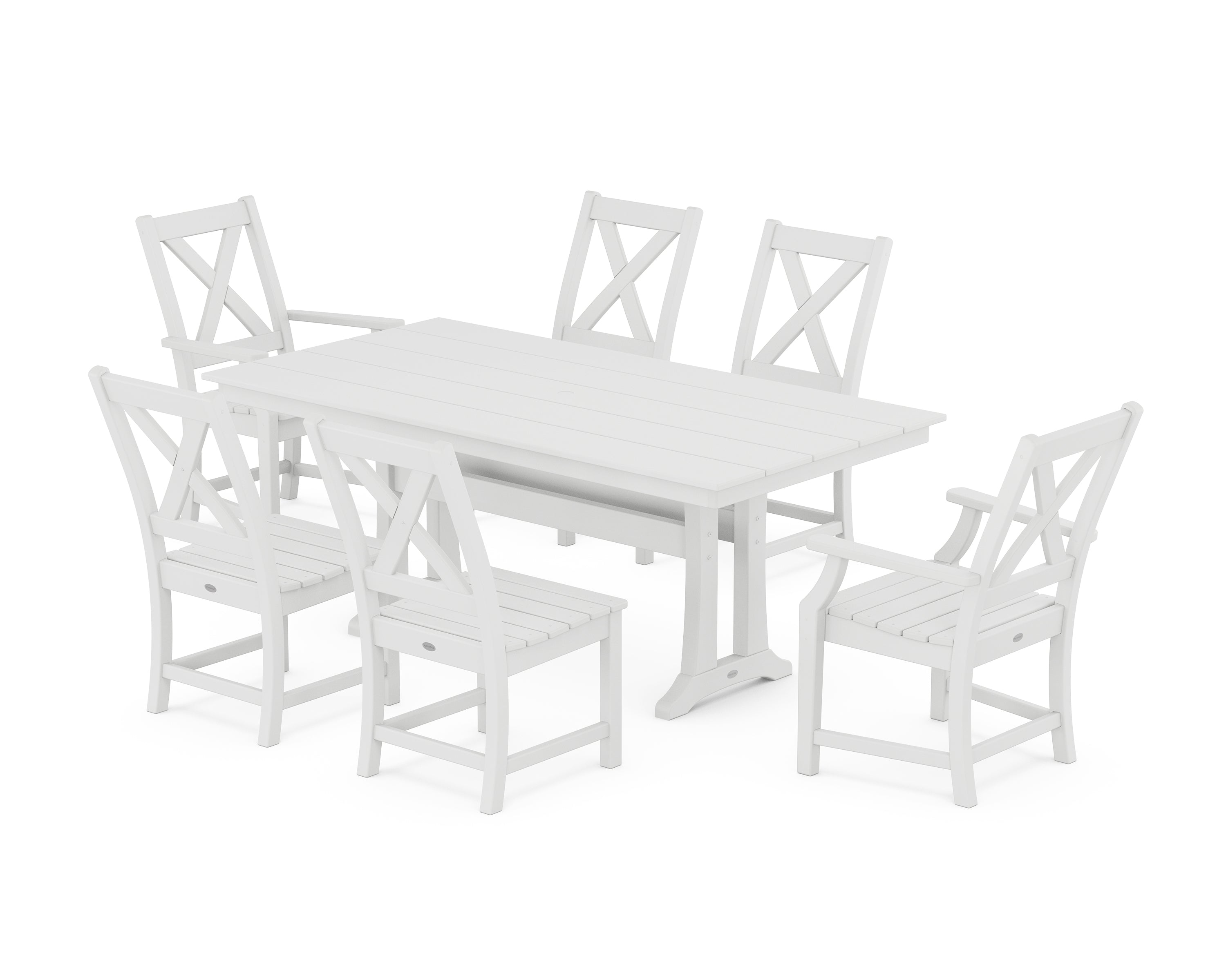 POLYWOOD Braxton 7-Piece Farmhouse Dining Set with Trestle Legs