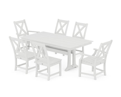 POLYWOOD Braxton 7-Piece Farmhouse Dining Set with Trestle Legs
