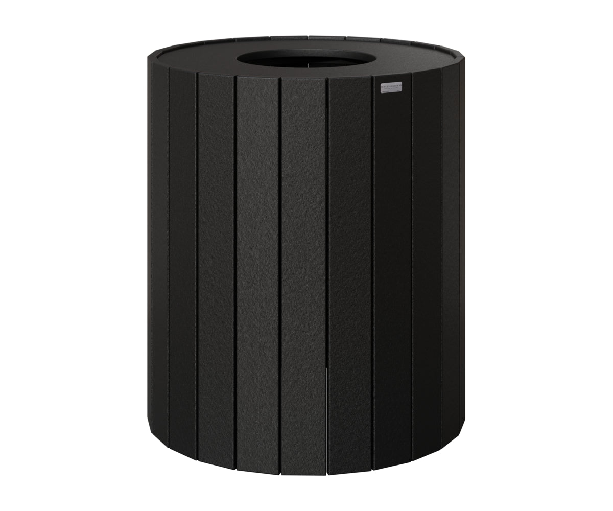 Berlin Gardens Round Trash Can - 32 Gal in Black
