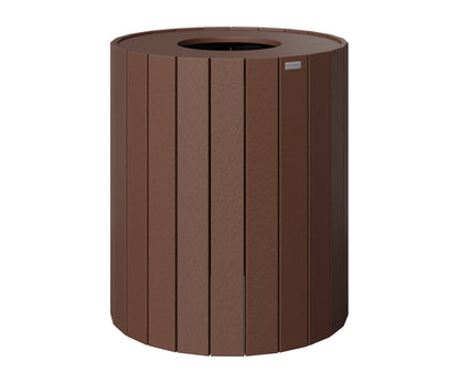 Berlin Gardens Round Trash Can - 32 Gal in Chocolate Brown