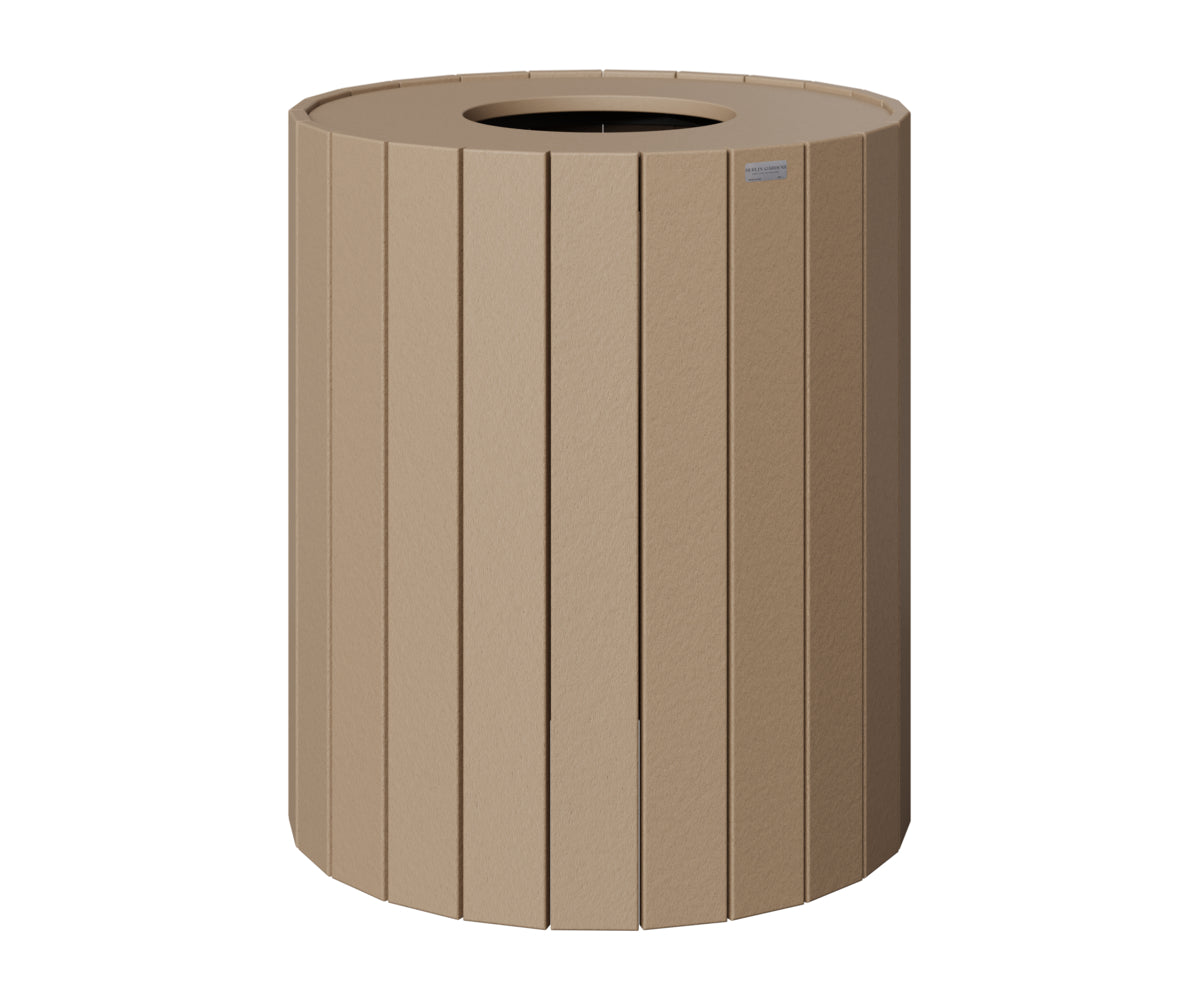 Berlin Gardens Round Trash Can - 32 Gal in Weatherwood