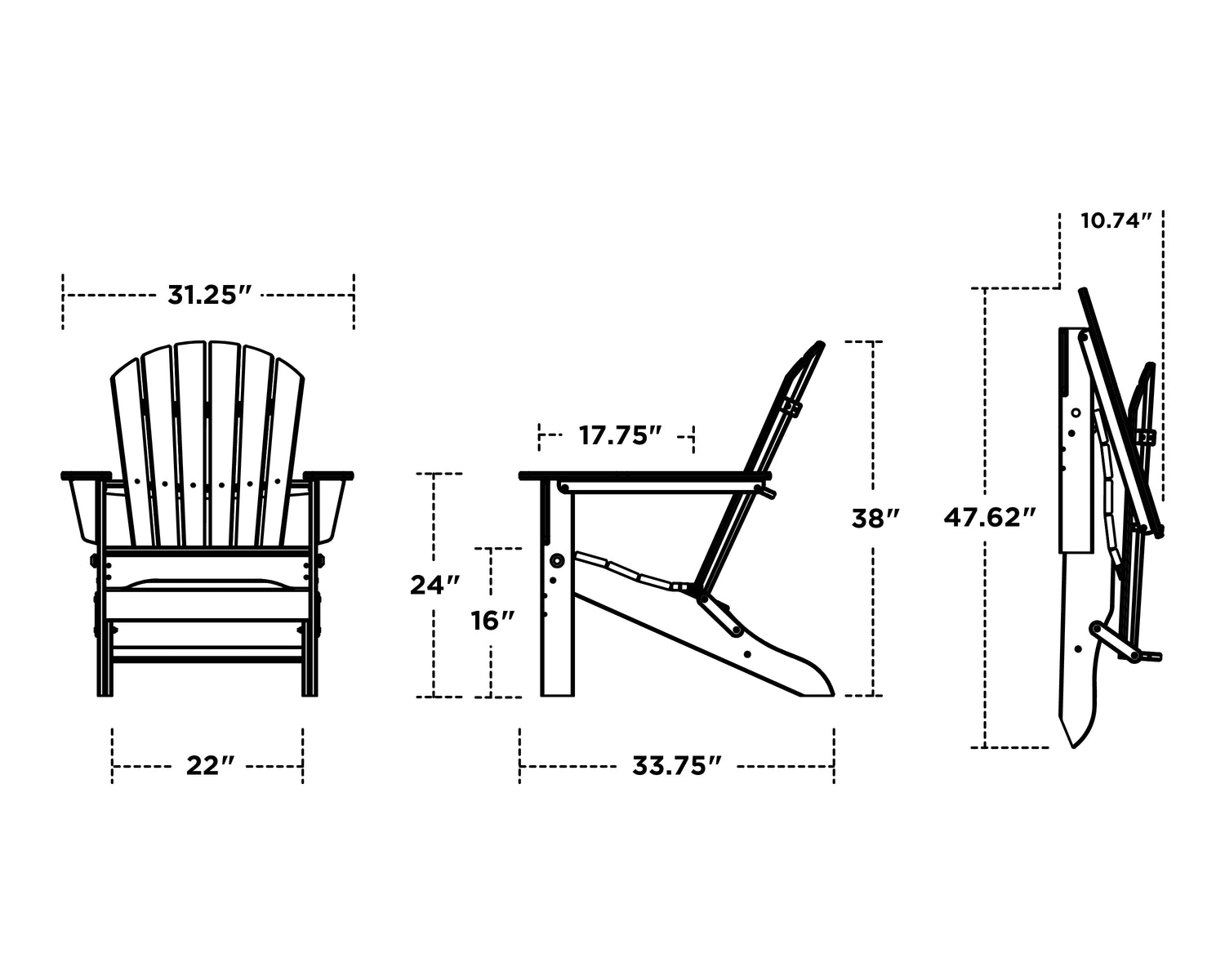 POLYWOOD South Beach Folding Adirondack Chair