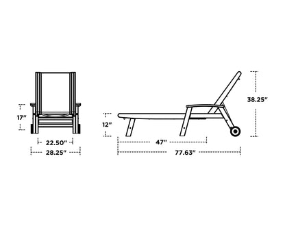 POLYWOOD Coastal Chaise with Wheels