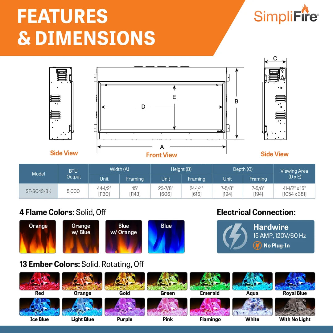 SimpliFire Scion Linear Built-In Electric Fireplace