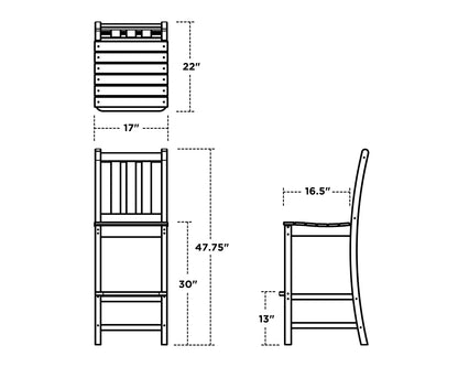 POLYWOOD Traditional Garden Bar Side Chair