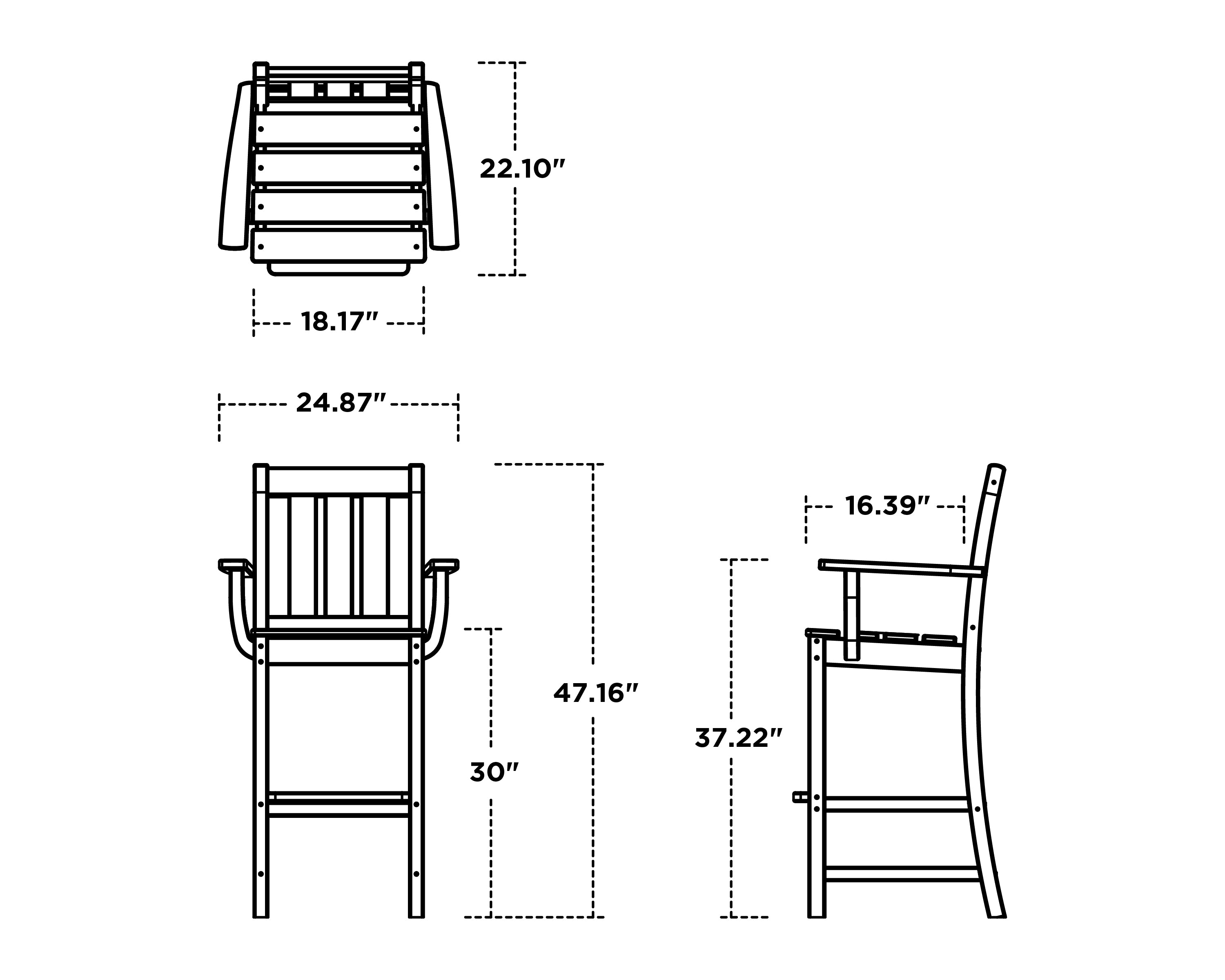 POLYWOOD Oxford Bar Arm Chair