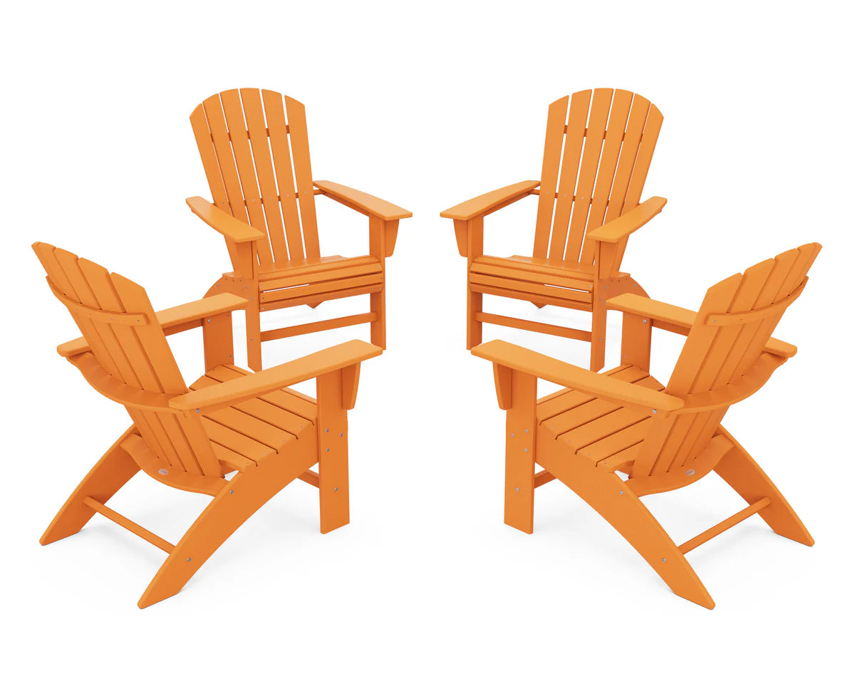POLYWOOD 4-Piece Nautical Curveback Adirondack Chair Conversation Set
