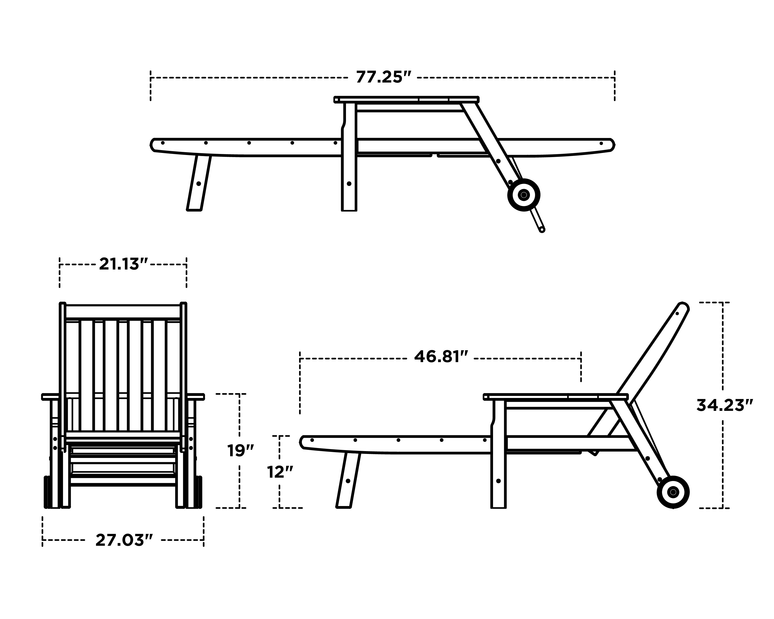 POLYWOOD Vineyard Chaise with Arms and Wheels
