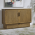 Verona Murphy Bed in reeded medium brown closed cabinet