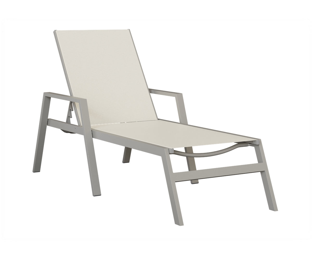 Berlin Gardens Vida Sling Chaise Lounge with Arms in Platinum Silver