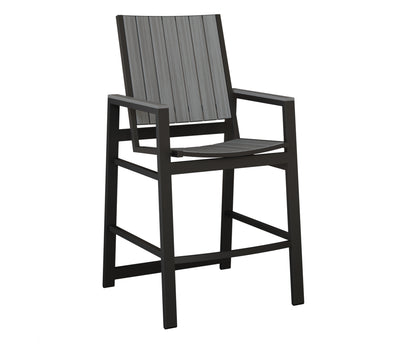 Berlin Gardens Vida Poly Bar Chair in Black, Driftwood Gray slats