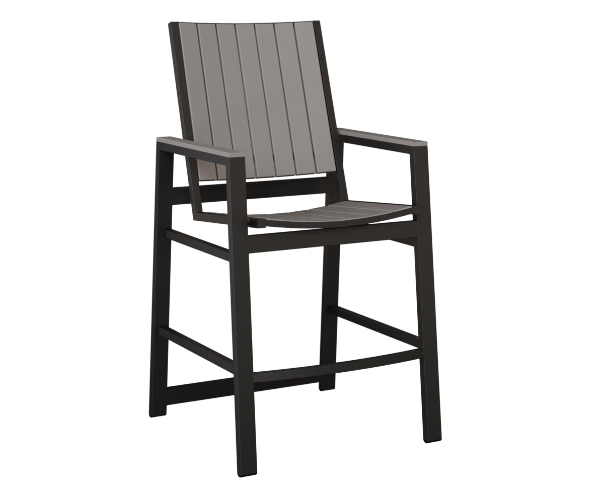 Berlin Gardens Vida Poly Bar Chair in Black, Light Gray slats
