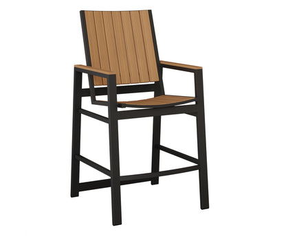 Berlin Gardens Vida Poly Bar Chair in Black, Natural Teak slats