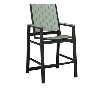 Berlin Gardens Vida Poly Bar Chair in Black, Sea Foam slats