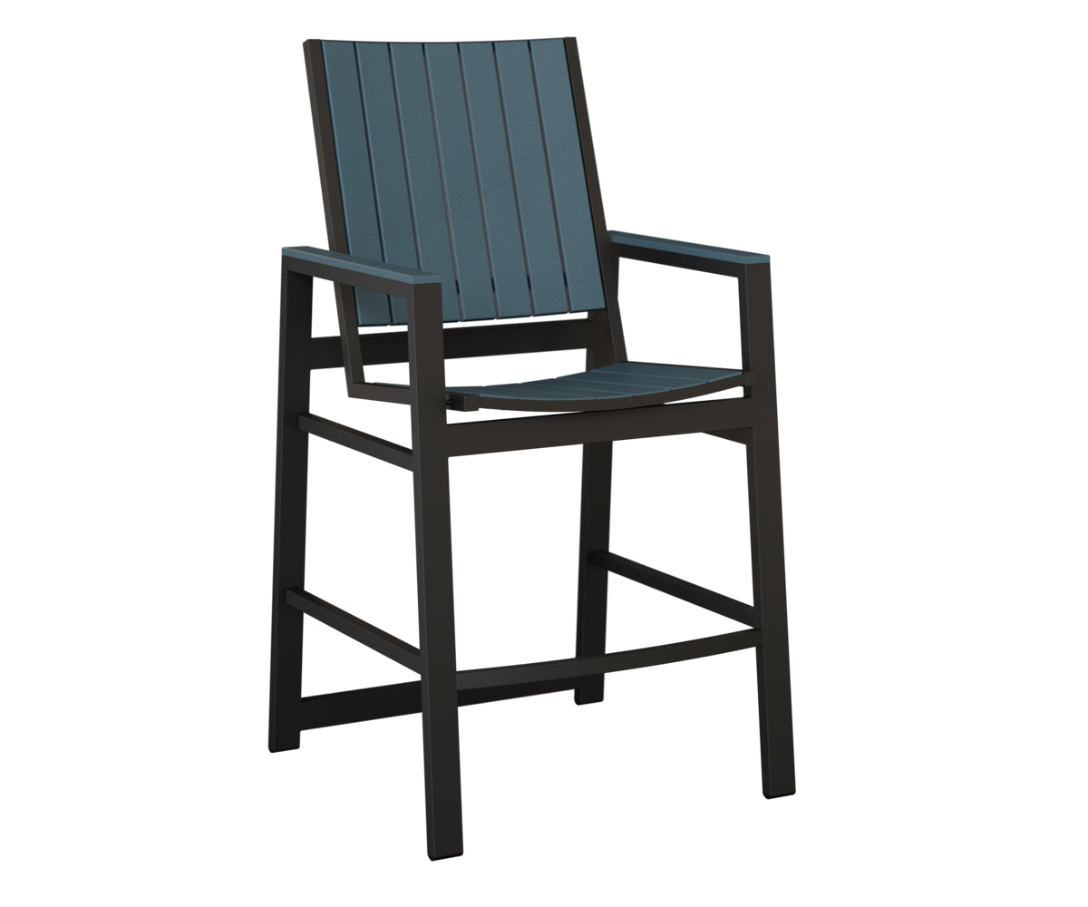 Berlin Gardens Vida Poly Bar Chair in Black, Slate slats