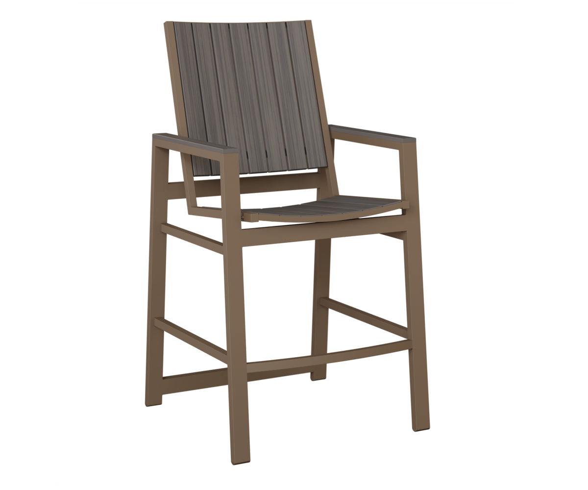 Berlin Gardens Vida Poly Bar Chair in Clay, Coastal Gray slats