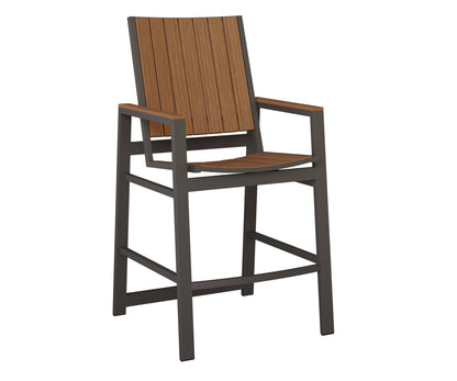 Berlin Gardens Vida Poly Bar Chair in Granite Speckle, Antique Mahogany slats