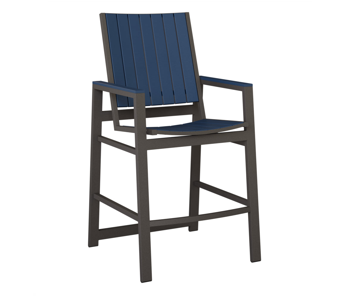 Berlin Gardens Vida Poly Bar Chair in Granite Speckle, Navy Blue slats