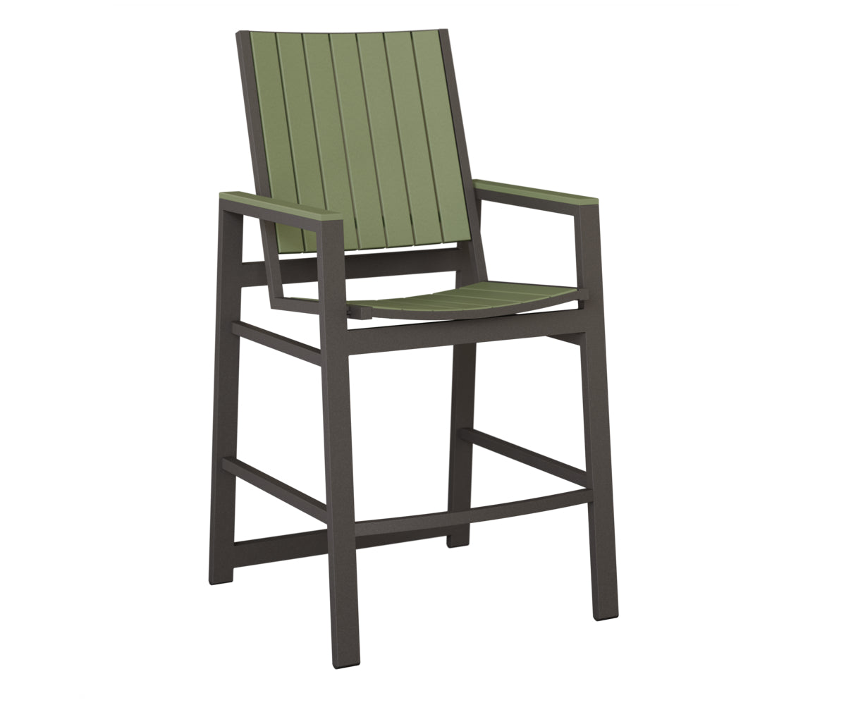 Berlin Gardens Vida Poly Bar Chair in Granite Speckle, Sage slats
