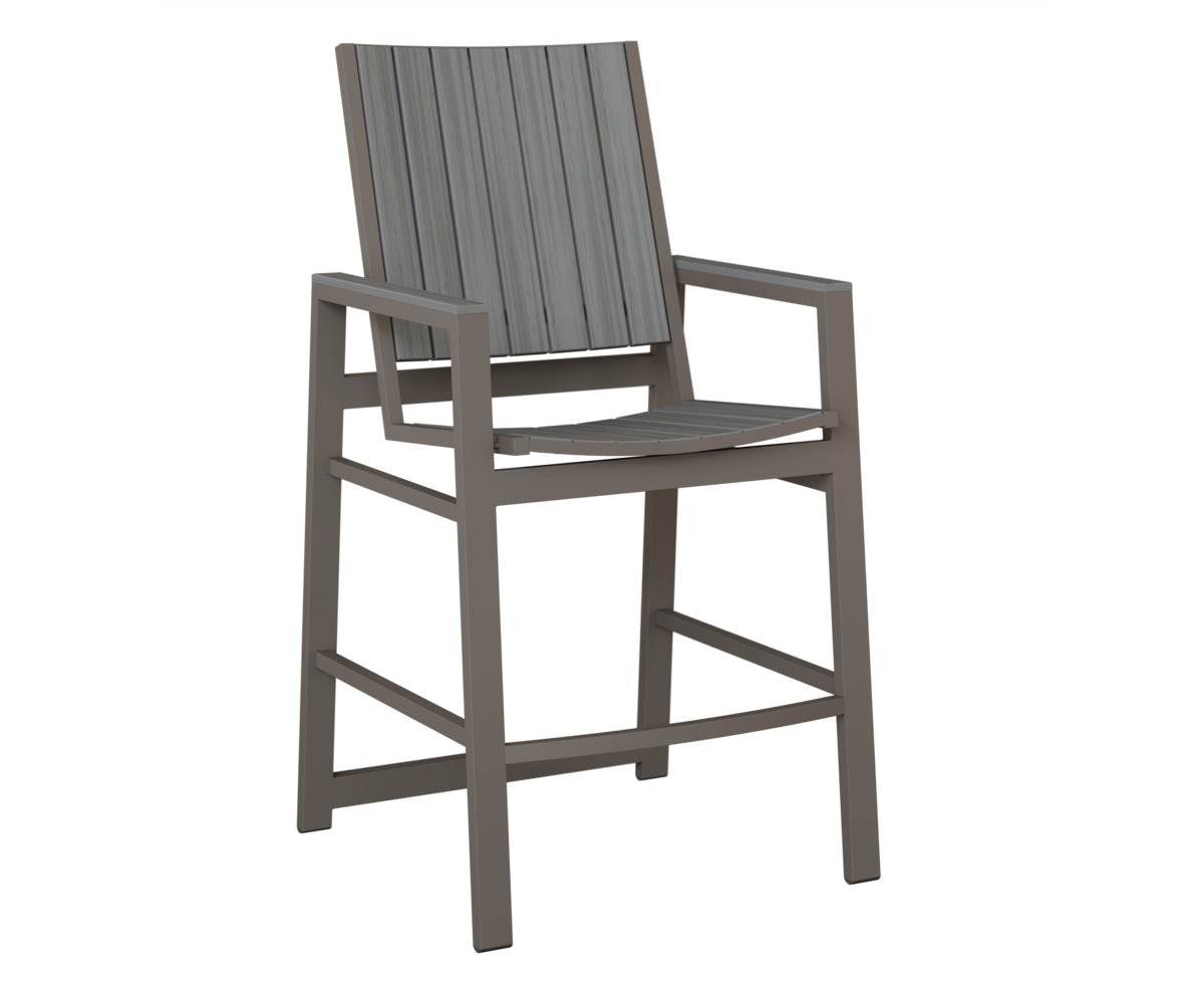 Berlin Gardens Vida Poly Bar Chair in Graphite, Driftwood Gray slats