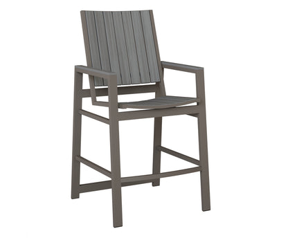Berlin Gardens Vida Poly Bar Chair in Graphite, Driftwood Gray slats