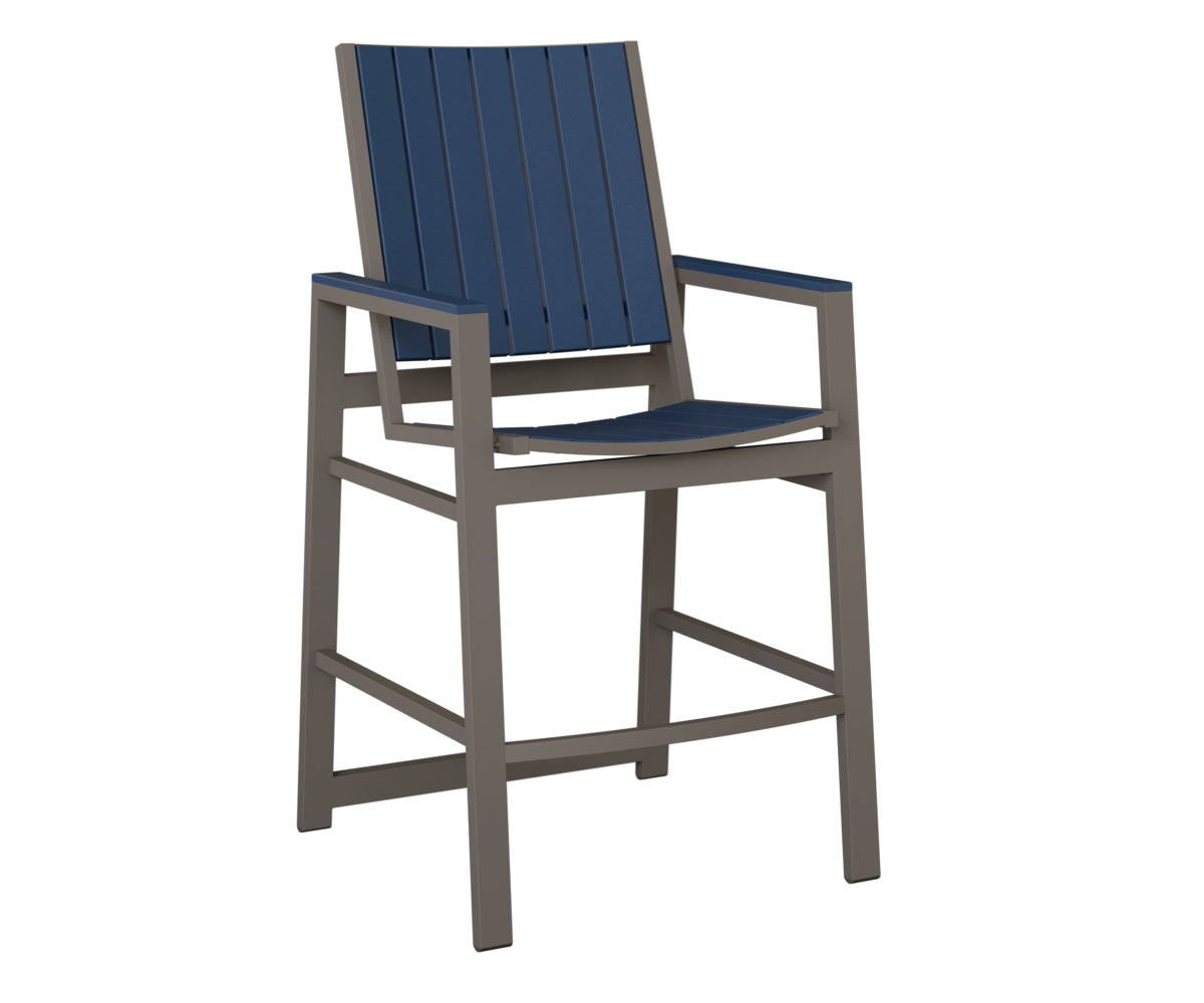 Berlin Gardens Vida Poly Bar Chair in Graphite, Navy Blue slats