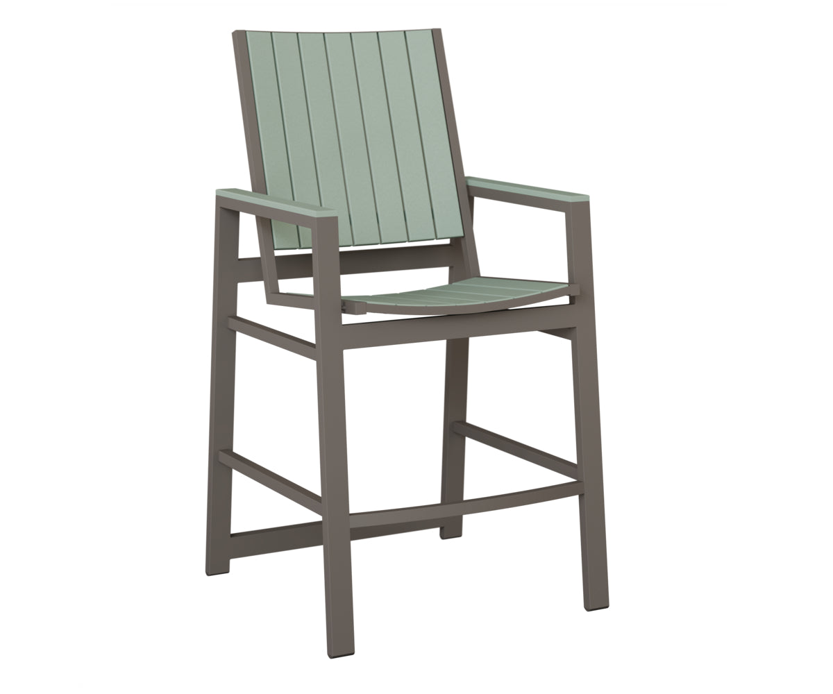 Berlin Gardens Vida Poly Bar Chair in Graphite, Sea Foam slats