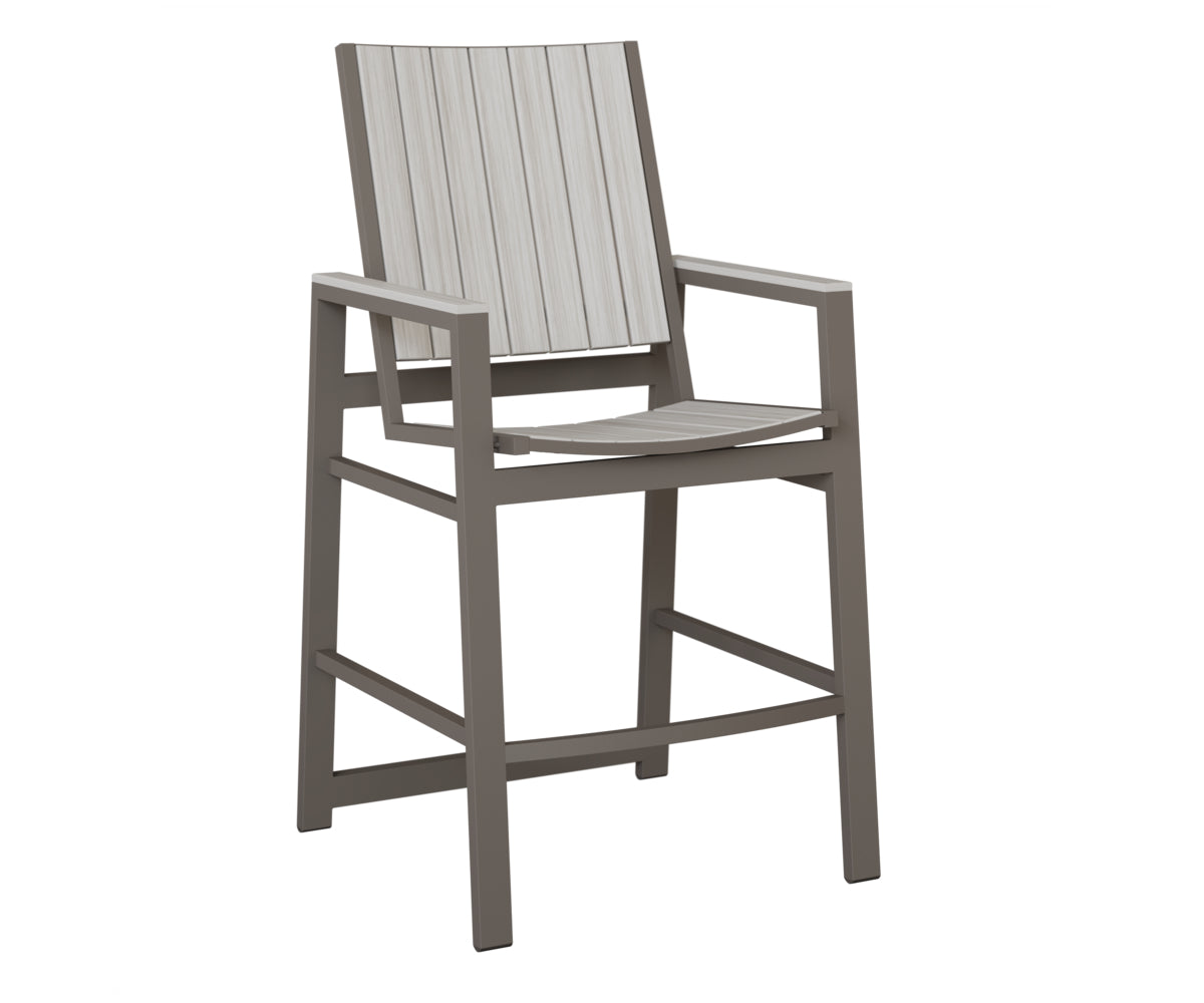 Berlin Gardens Vida Poly Bar Chair in Graphite, Seashell slats