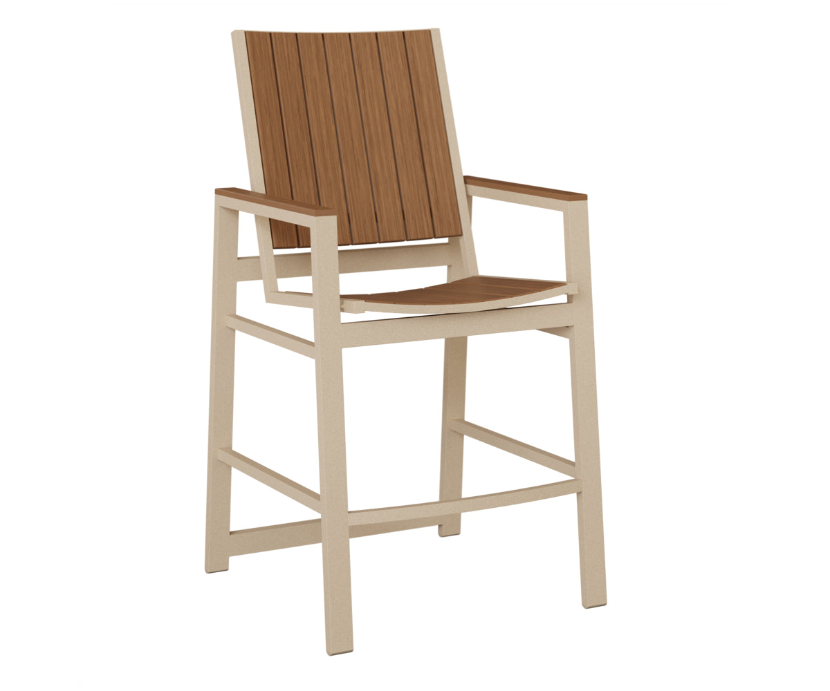 Berlin Gardens Vida Poly Bar Chair in Luna Multi, Antique Mahogany slats