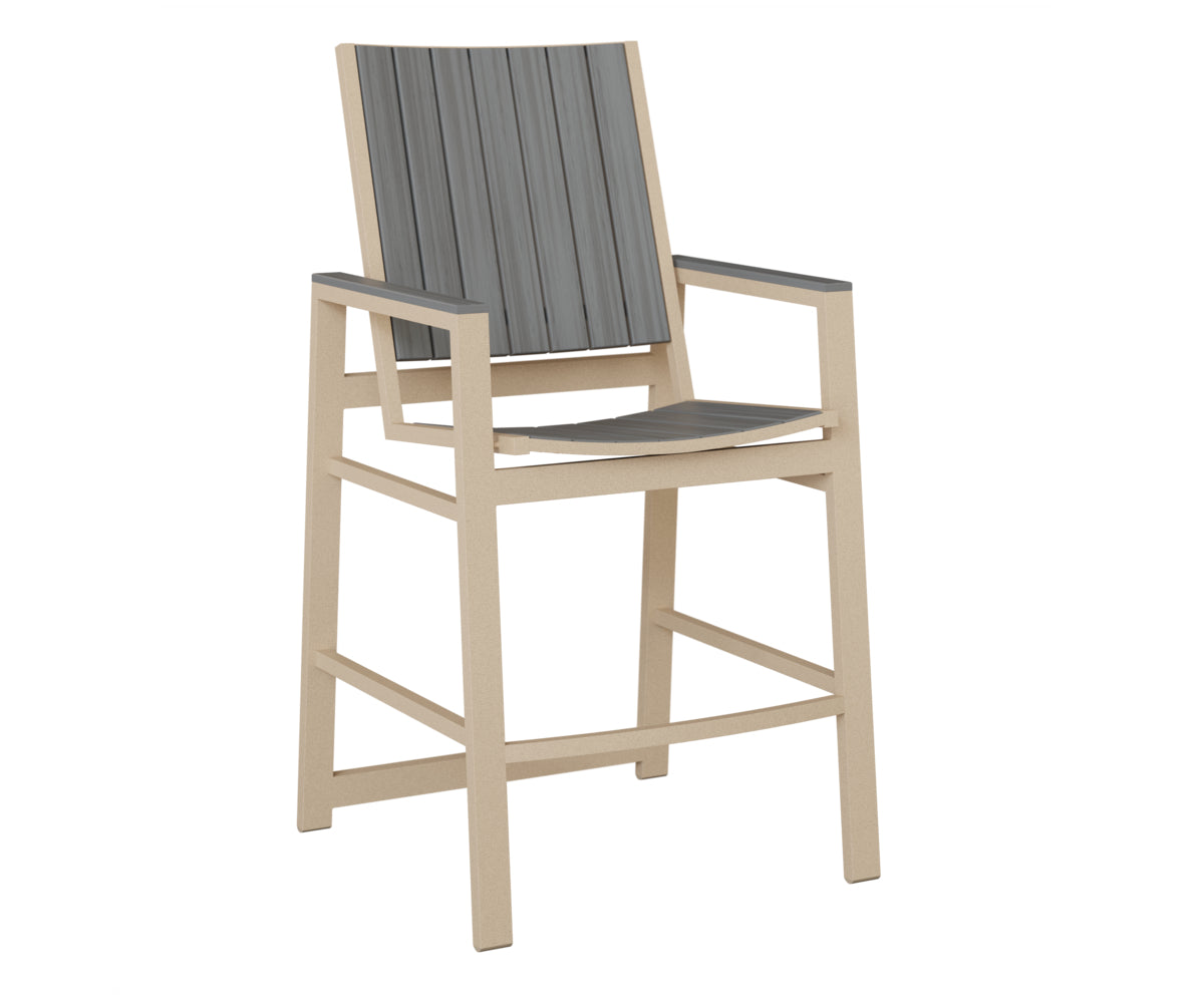 Berlin Gardens Vida Poly Bar Chair in Luna Multi, Driftwood Gray slats