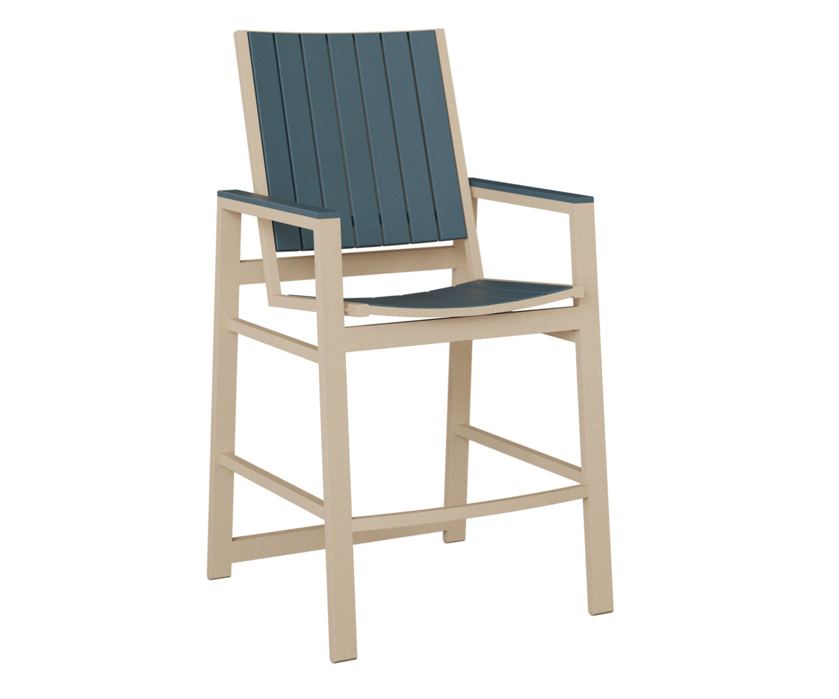 Berlin Gardens Vida Poly Bar Chair in Luna Multi, Slate slats