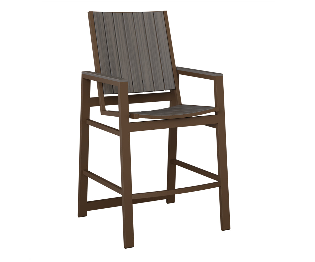 Berlin Gardens Vida Poly Bar Chair in Mesquite Wood Vein, Coastal Gray slats