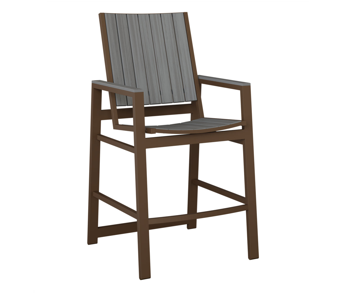 Berlin Gardens Vida Poly Bar Chair in Mesquite Wood Vein, Driftwood Gray slats