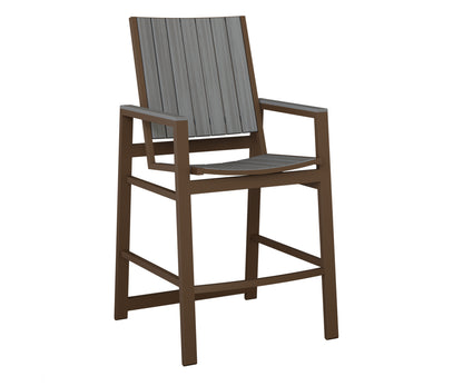 Berlin Gardens Vida Poly Bar Chair in Mesquite Wood Vein, Driftwood Gray slats