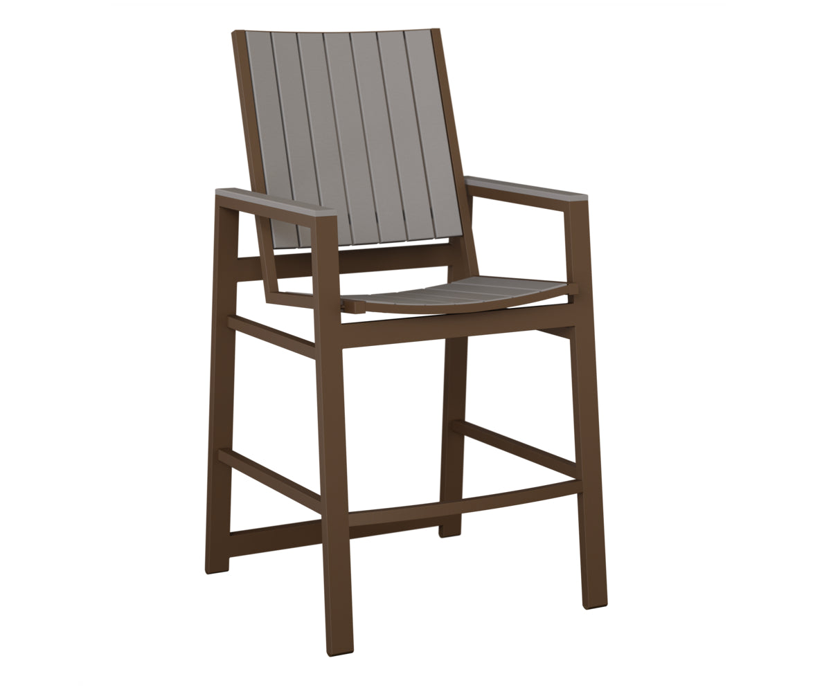 Berlin Gardens Vida Poly Bar Chair in Mesquite Wood Vein, Light Gray slats