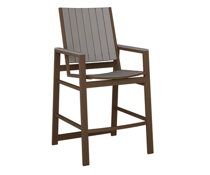 Berlin Gardens Vida Poly Bar Chair in Mesquite Wood Vein, Light Gray slats
